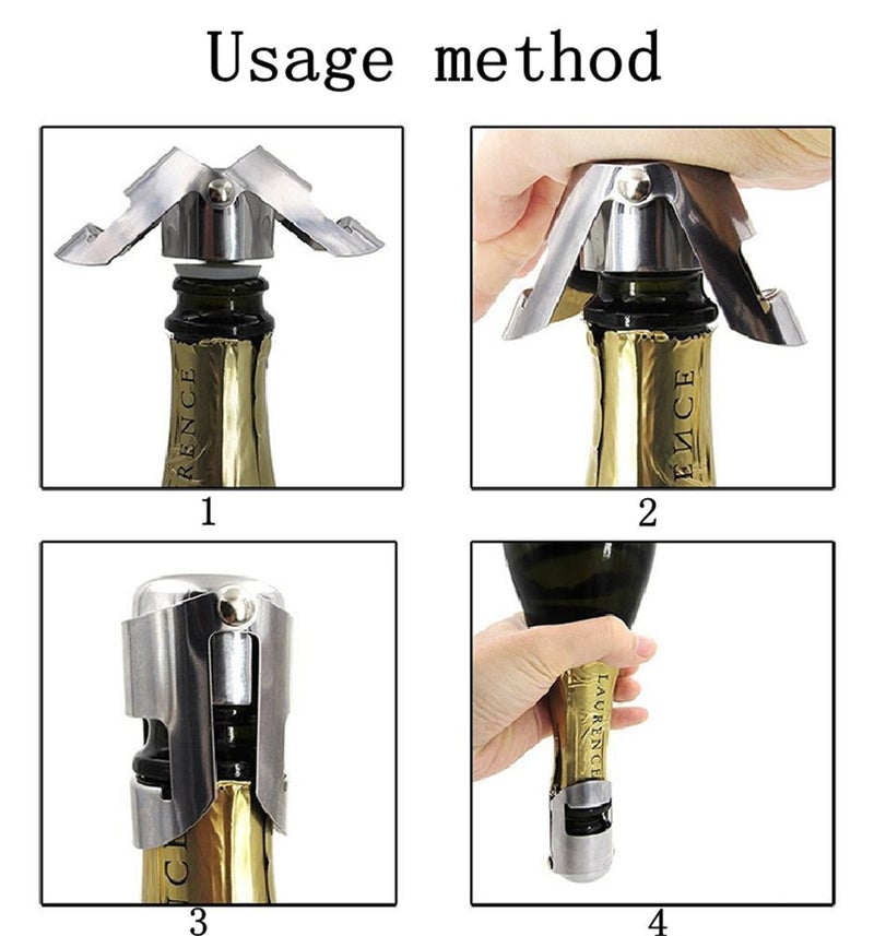 BGMAXimum Champagne Sealer Stopper, BGMAX 3 Pack Stainless Steel Sparkling Wine Bottle Plug Sealer Set with a Longer Sealing Plug, Gifts Accessories for Champagne - Image 3